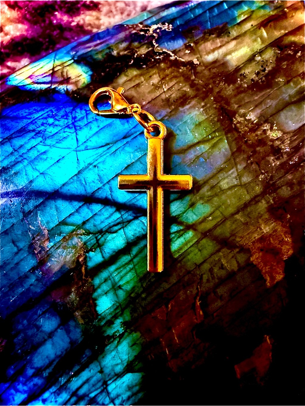 Golden Cross Zipper Pull Lobster Clip Jewelry Charm